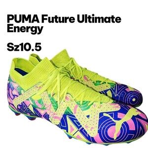 PUMA Future Ultimate FG/AG Energy Sz 10.5 Neon Colors Logo Sport Soccer Cleats